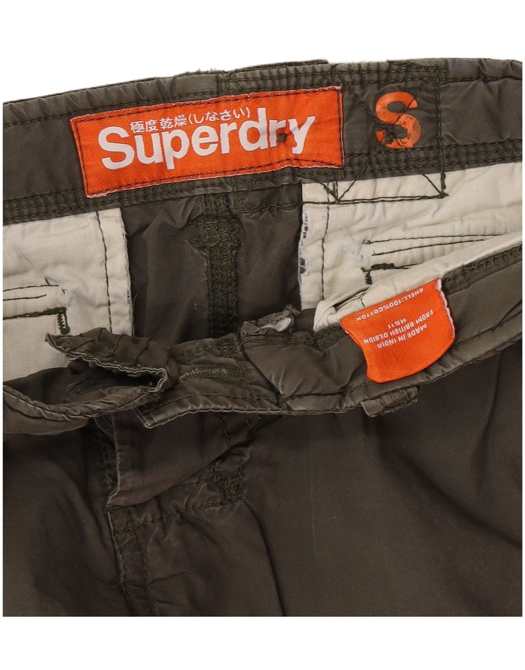 Pantaloncini cargo da uomo Superdry piccoli W29 cotone kaki