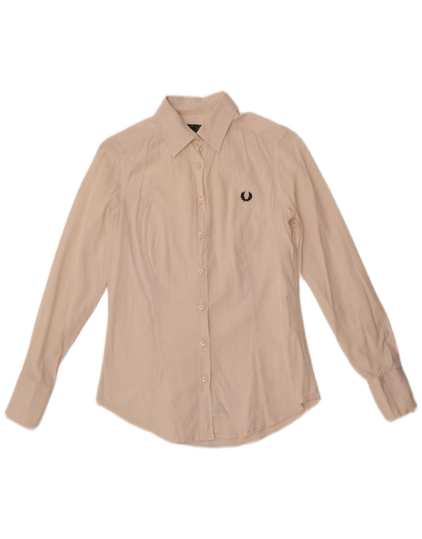 Camicia da donna Fred Perry UK 10 piccola in cotone bianco