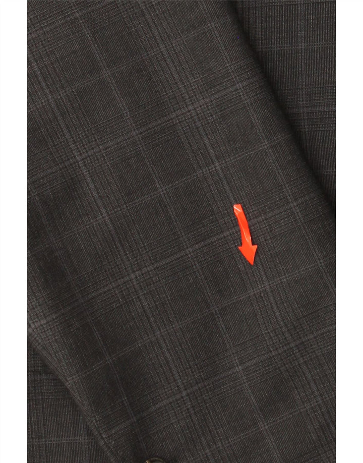 Giacca blazer da uomo a 2 bottoni Hugo Boss EU 56 3XL lana a quadri grigia