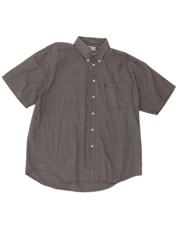 Camicia FILA da uomo a maniche corte XL in cotone a quadri neri