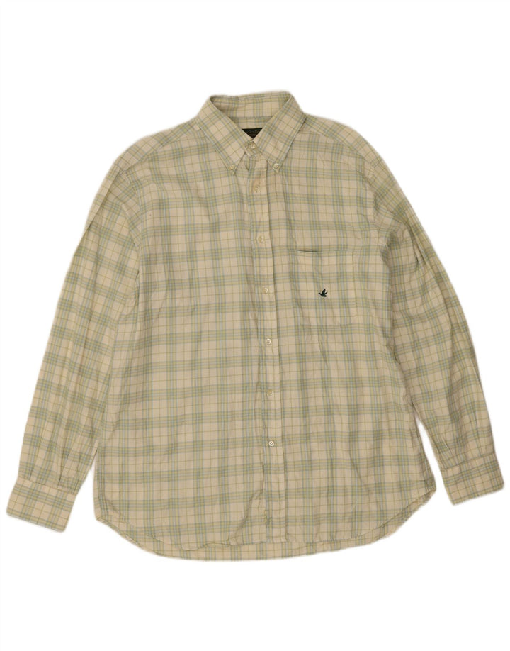 Camicia da uomo Brooksfield taglia 43 grande cotone a quadri verdi