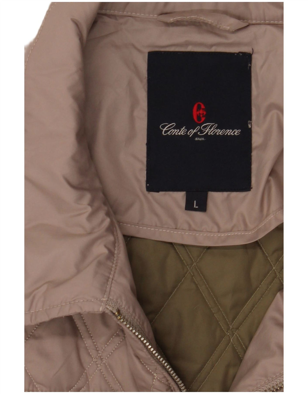 Giacca trapuntata da donna Conte of Florence UK 16 Large Beige