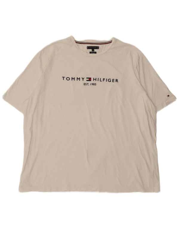 T-shirt grafica alta da uomo Tommy Hilfiger Top 4XL cotone bianco