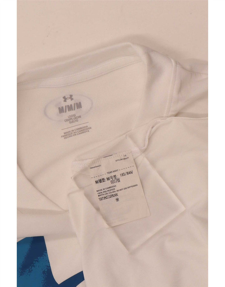 T-shirt grafica da uomo Under Armour Top in poliestere bianco medio