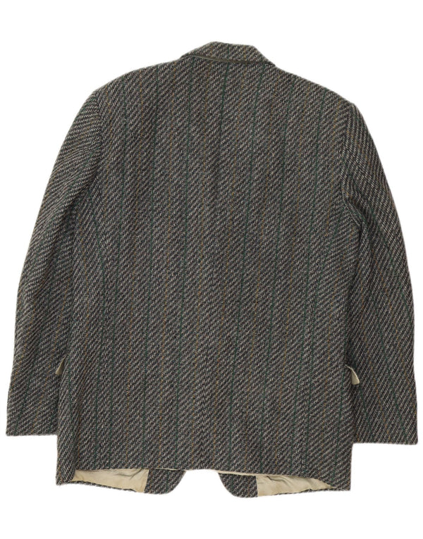 Facis Mens 2 Button Blazer Jacket IT 52 XL Grey Herringbone Wool