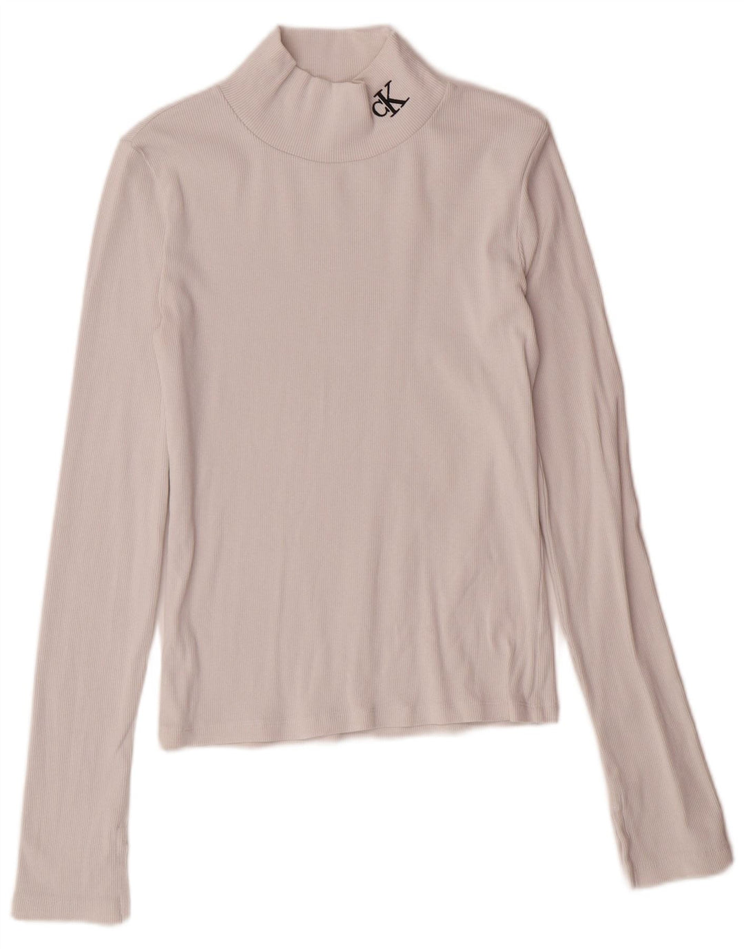 CALVIN KLEIN JEANS Top corto da donna a maniche lunghe UK 12 Medio Bianco