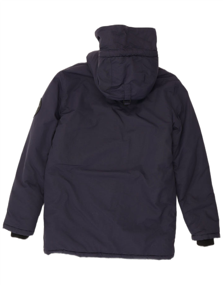 Cappotto imbottito con cappuccio da uomo Superdry UK 38 nylon blu navy medio