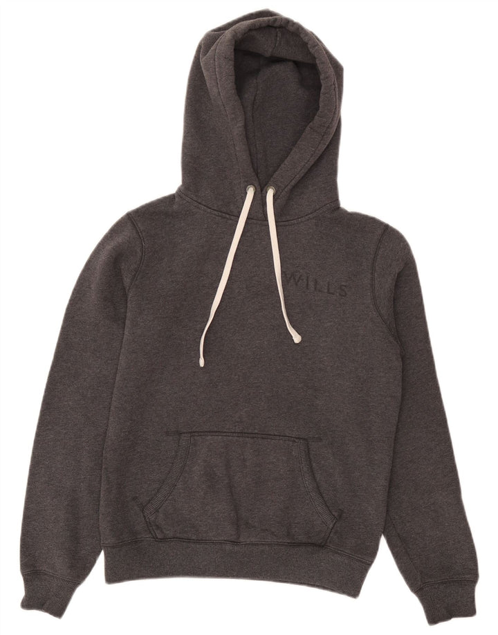 JACK WILLS Felpa con cappuccio grafica da donna UK 14 Grigio medio