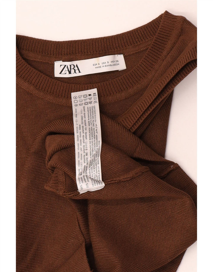 Canotta canotta da donna Zara UK 8 piccola in viscosa marrone
