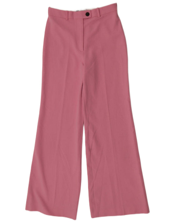 Zara Womens High Waist Wide Leg Suit Trousers Medium W28 L33 Pink Polyester