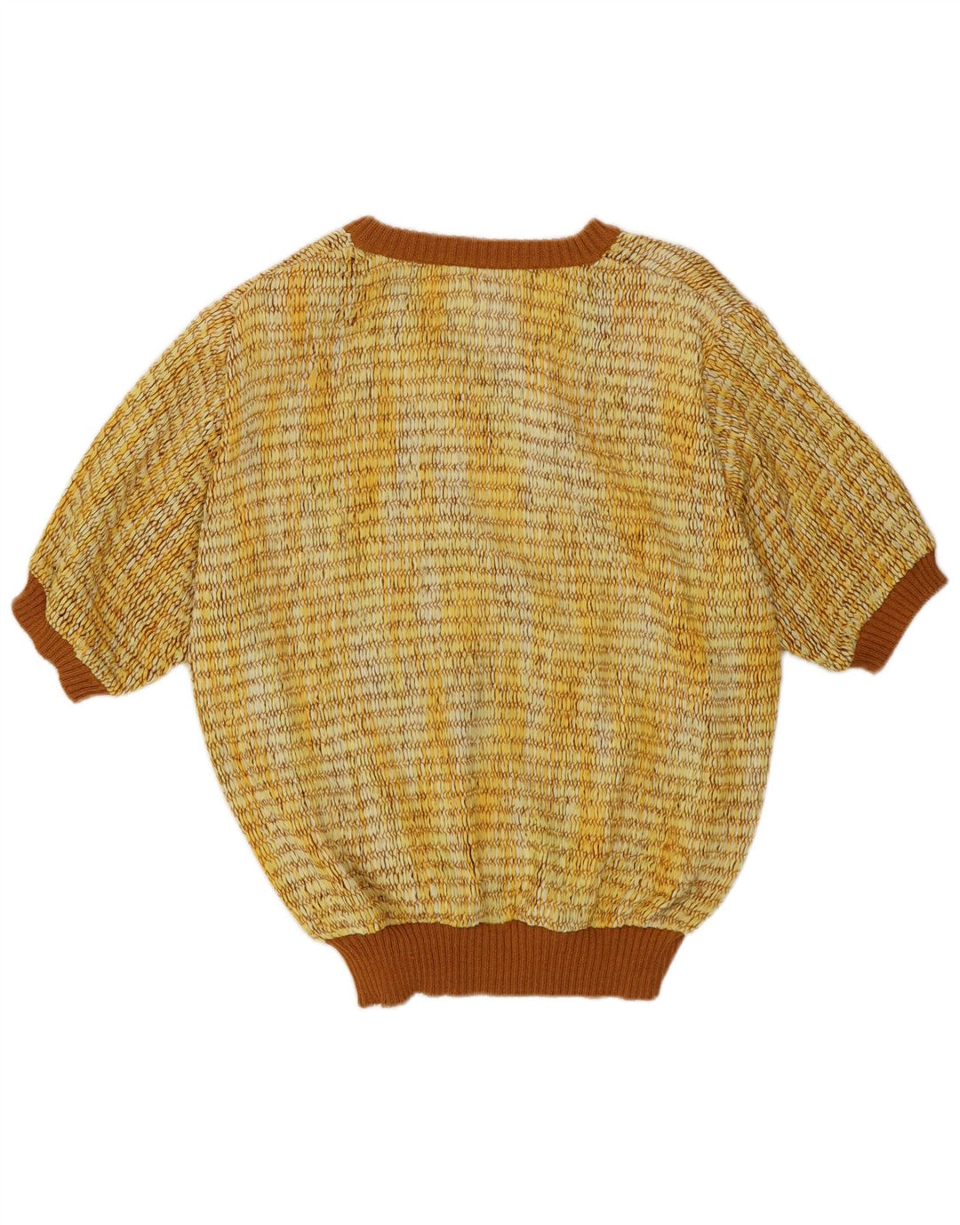 Maglione vintage da donna a maniche corte con scollo a V IT 44 giallo medio