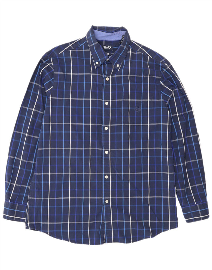 Camicia Chaps da uomo di facile manutenzione, cotone medio a quadri blu navy