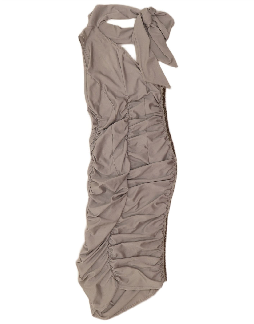 Abito monospalla da donna vintage UK 12 medio argento in poliammide