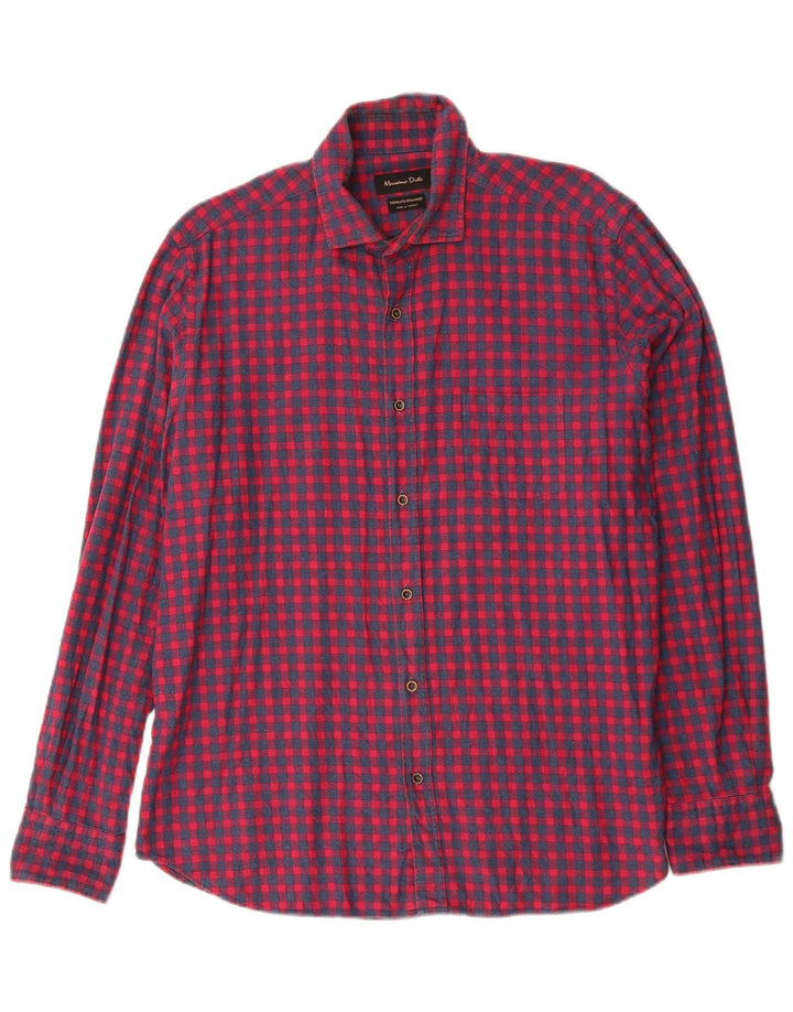 MASSIMO DUTTI Camicia da uomo in flanella di cotone a quadretti rossi grandi