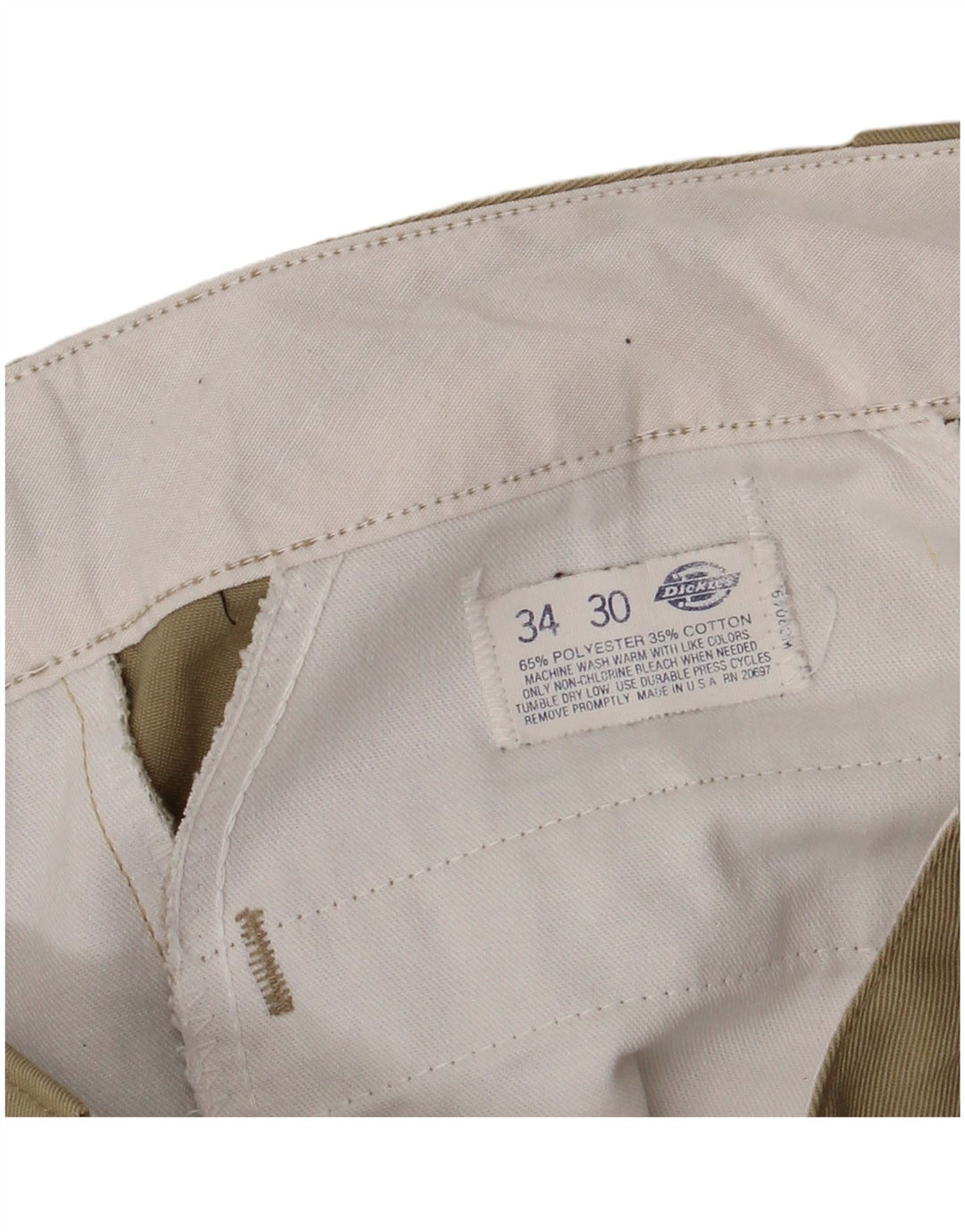 Pantaloni chino dritti da uomo Dickies W34 L30 poliestere kaki