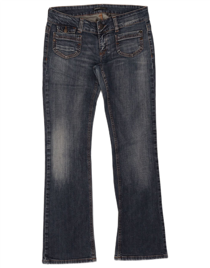 Solo jeans bootcut a vita bassa da donna UK 12 medio W34 L32 blu navy