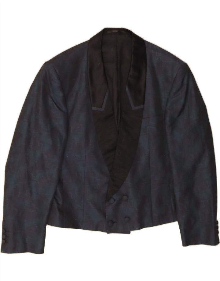 EMANI Womens Double Breasted Blazer Jacket IT 52 2XL Navy Blue Tie Dye Vintage Emani and Second-Hand Emani from Messina Hembry 