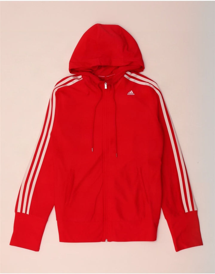 Maglione con cappuccio e zip Adidas Climacool da donna UK 12/14 Poliestere rosso medio