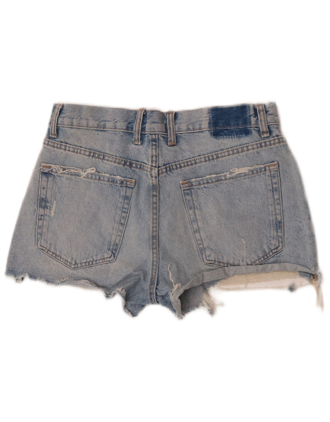 Pantaloncini in denim invecchiato da donna Zara EU 38 piccoli W28 cotone blu
