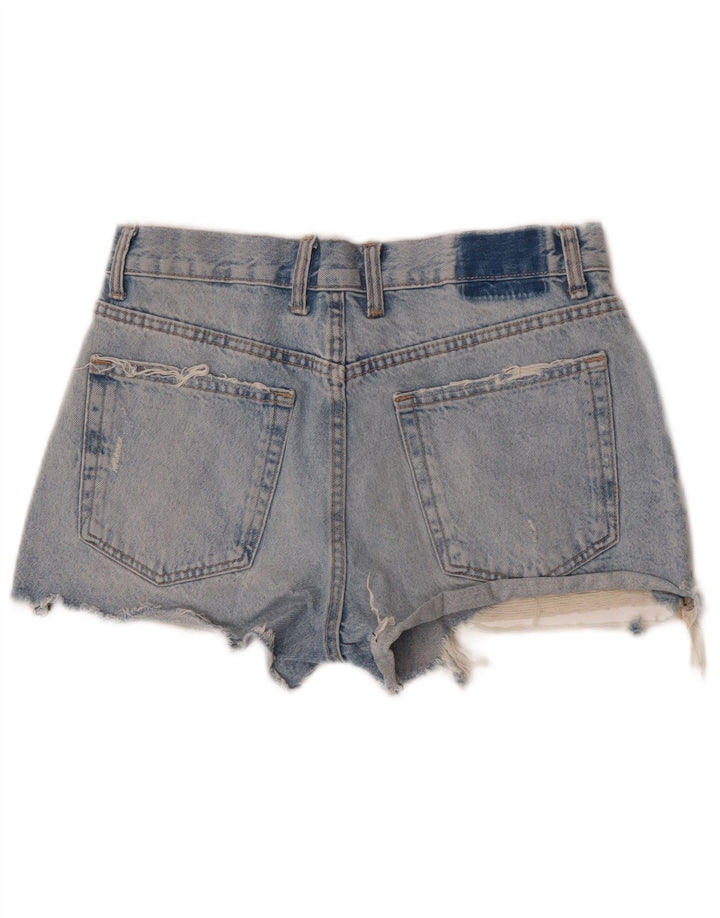 Pantaloncini in denim invecchiato da donna Zara EU 38 piccoli W28 cotone blu