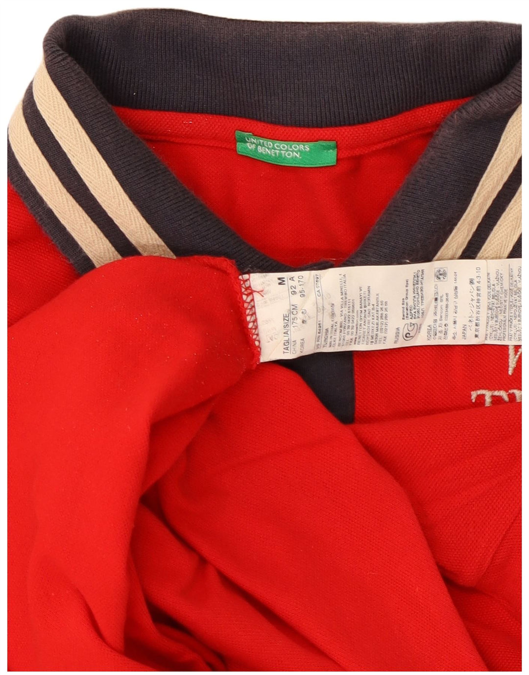 Polo grafica da uomo BENETTON in cotone rosso medio