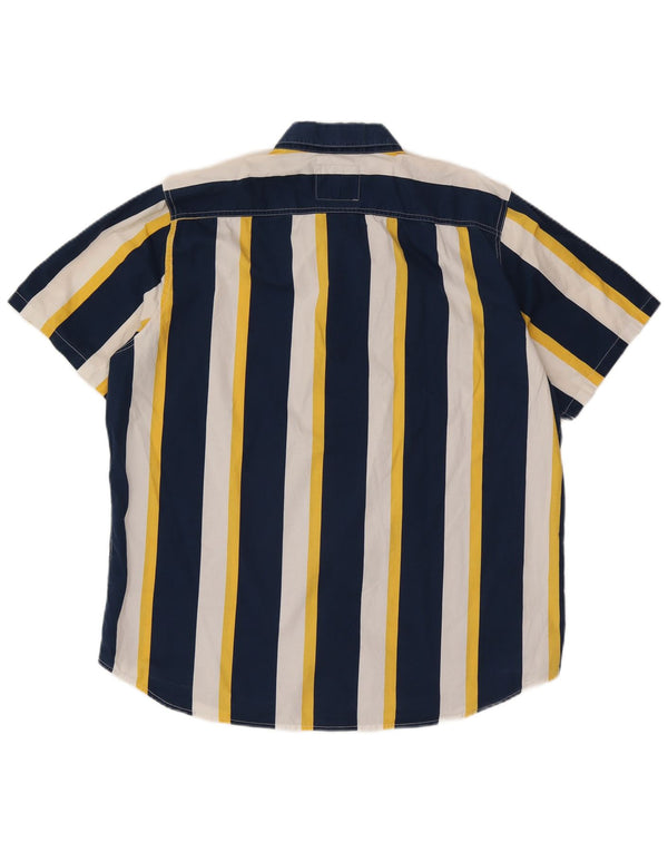 Camicia Hollister da uomo slim fit a maniche corte 2XL cotone a righe blu