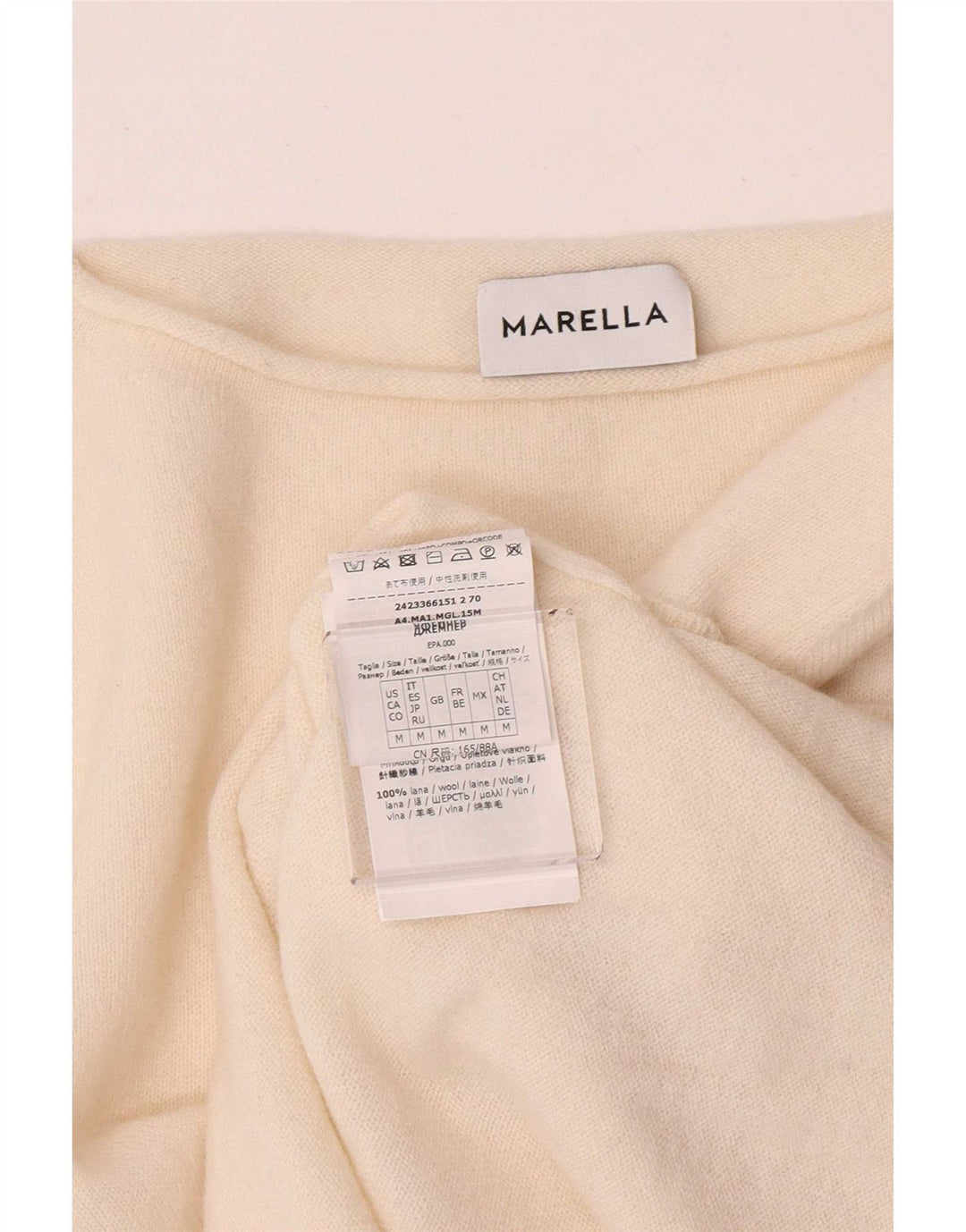 Maglione maglione con scollo a barca corto da donna Marella UK 12 medio bianco sporco