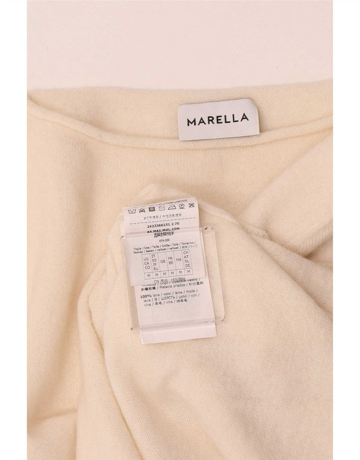 Maglione maglione con scollo a barca corto da donna Marella UK 12 medio bianco sporco