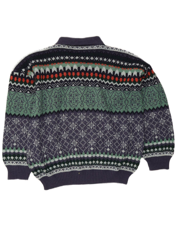 Maglione vintage da uomo con collo alto IT 50 Fair Isle medio multicolore