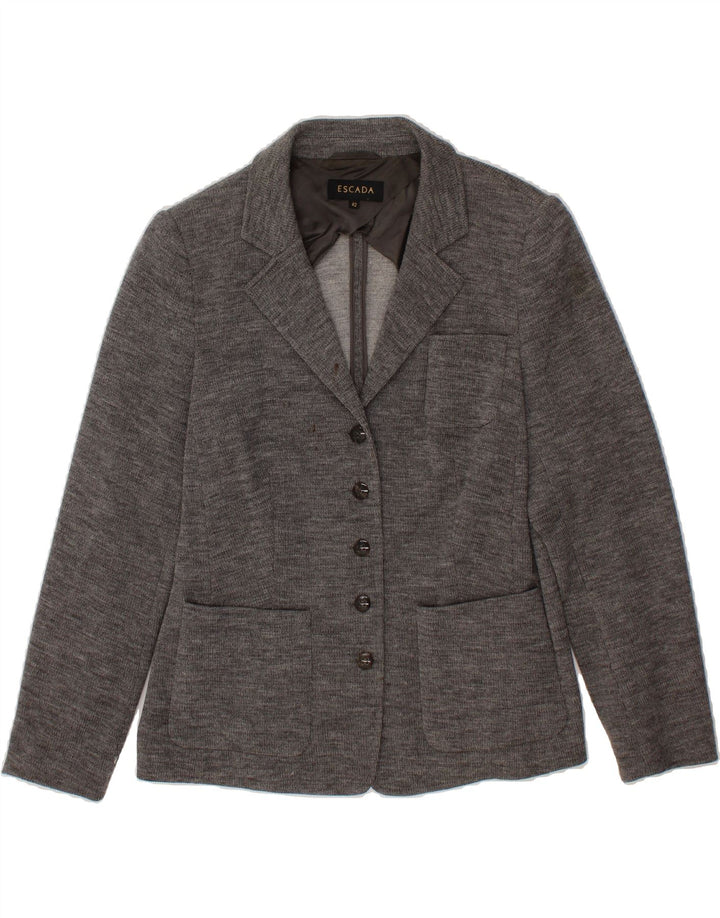 ESCADA Womens 5 Button Blazer Jacket IT 42 Medium Grey Lambswool Vintage Escada and Second-Hand Escada from Messina Hembry 