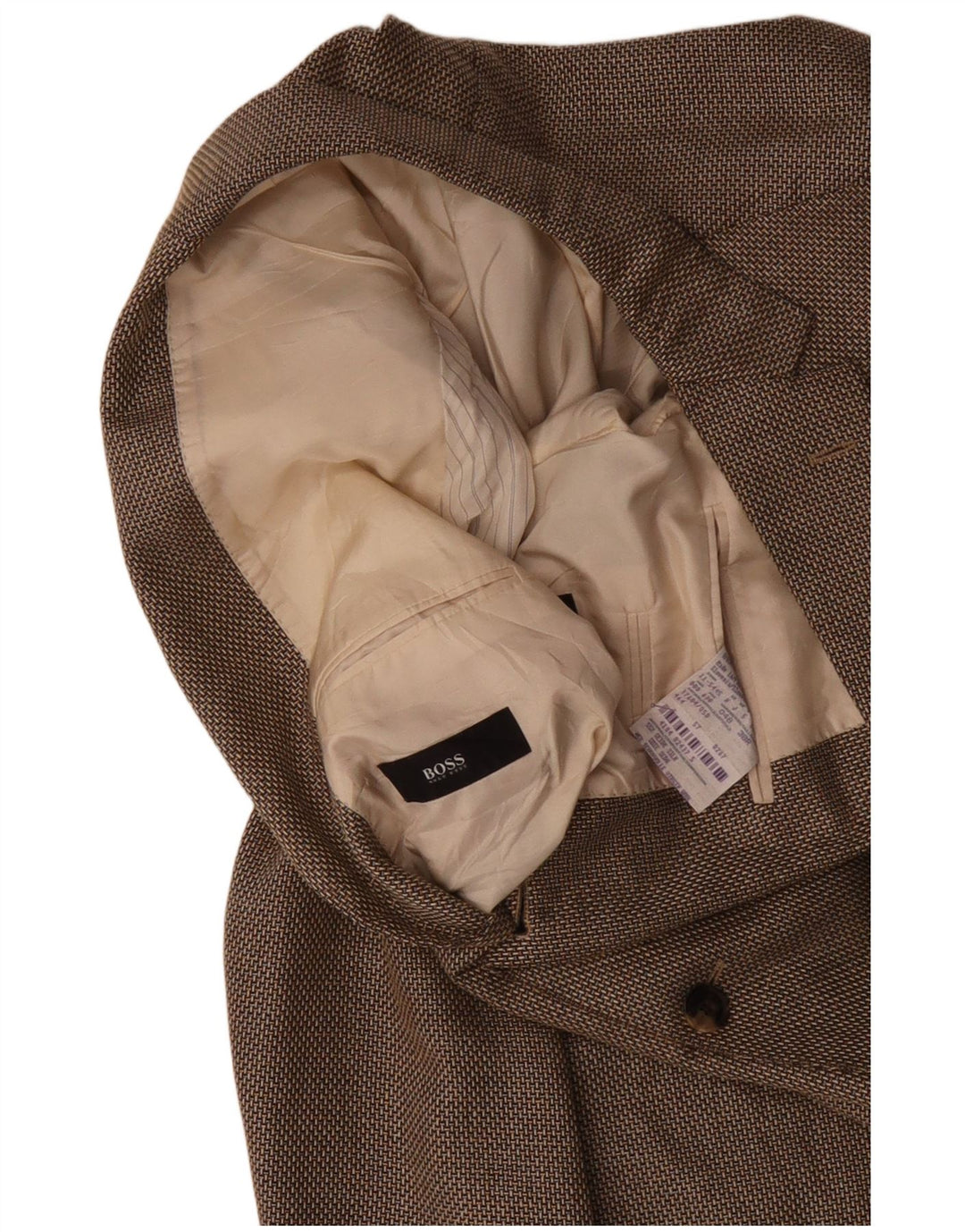 HUGO BOSS Mens 2 Button Blazer Jacket UK 38 Medium Brown Silk