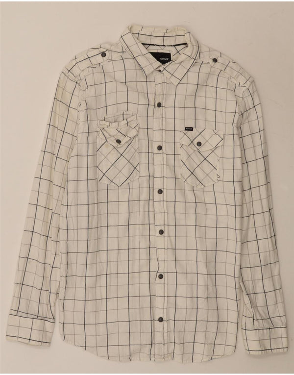 Camicia da uomo Hurley in cotone a quadri bianchi grandi