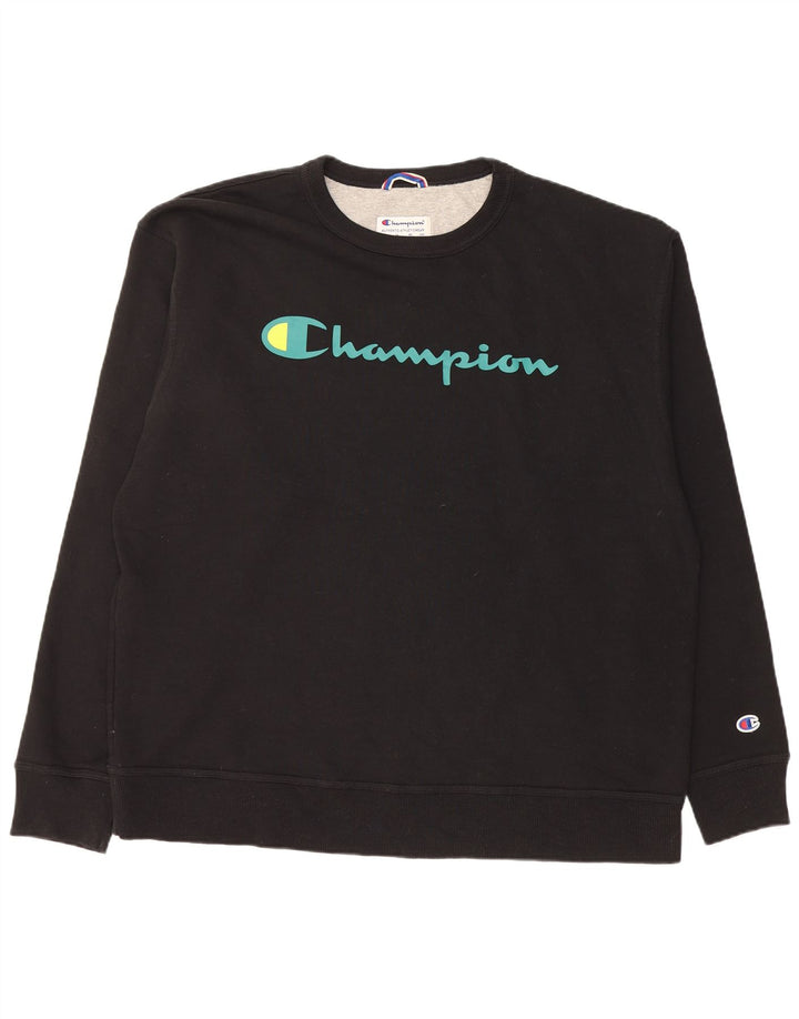 Felpa grafica da uomo CHAMPION Maglione XL Cotone nero