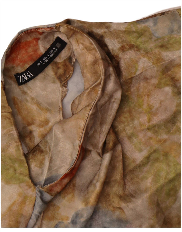 Top Zara da donna a maniche lunghe UK 10 piccolo multicolore floreale moderno