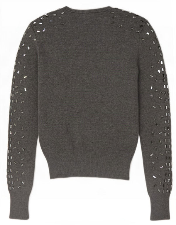 Maglione maglione girocollo da donna Zara UK 10 piccolo grigio maculato