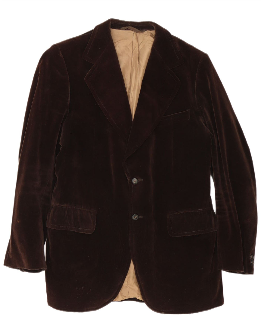 Giacca blazer vintage da uomo in velluto a 2 bottoni IT 50 grande marrone