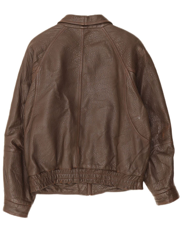 Giacca in pelle vintage da uomo IT 48 Marrone medio