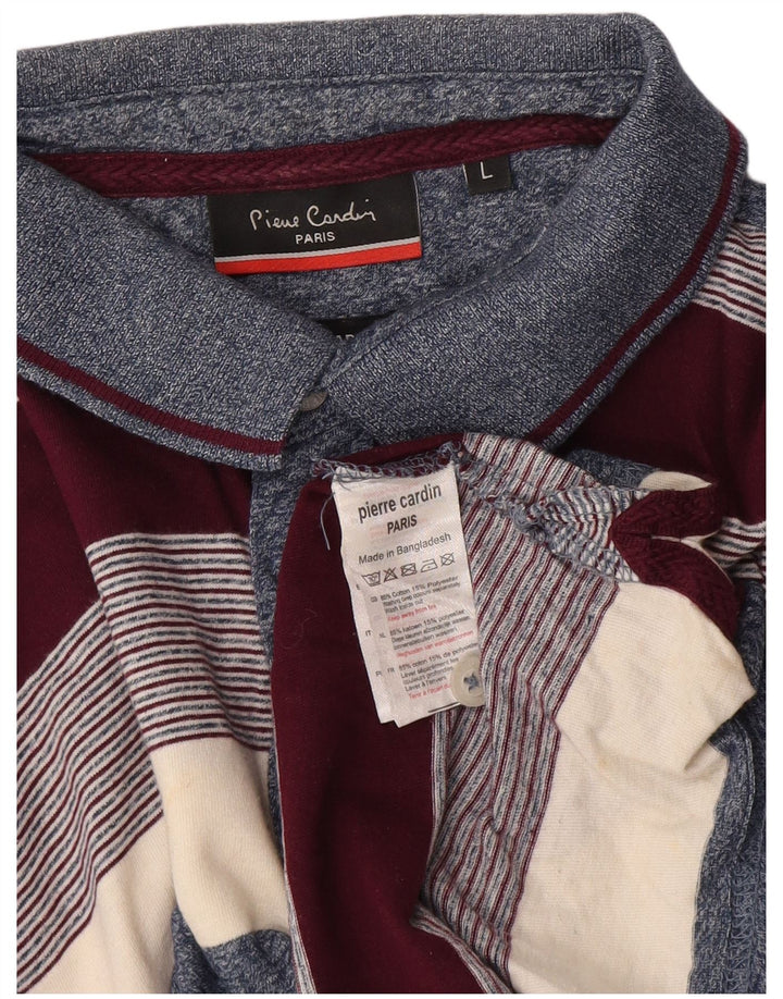 Polo da uomo Pierre Cardin grande in cotone a righe multicolori