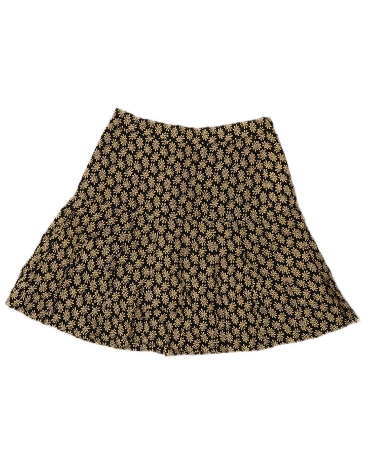 Mini gonna a portafoglio vintage da donna IT 42 media W26 viscosa floreale nera