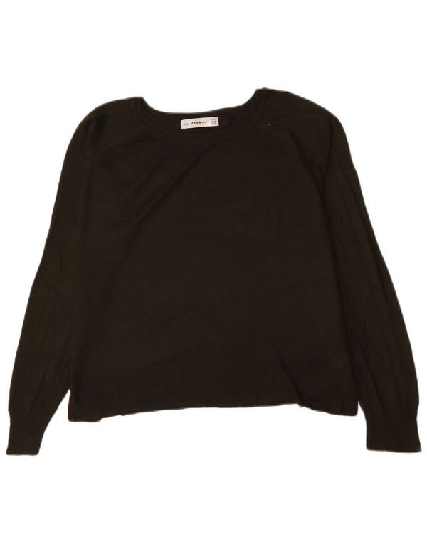 Maglione corto con scollo a barca oversize da donna Zara UK 10 piccolo verde