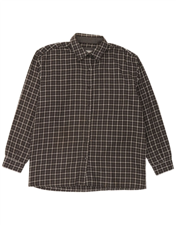 Camicia in flanella da donna Amaranto UK 16 Poliestere a quadri neri grandi