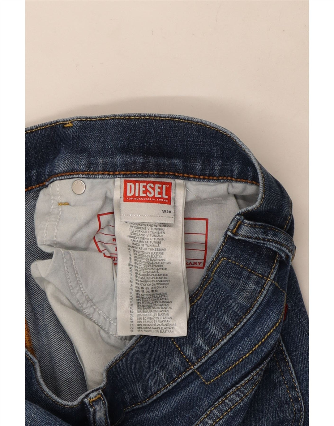 Jeans slim da uomo Diesel W30 L29 cotone blu