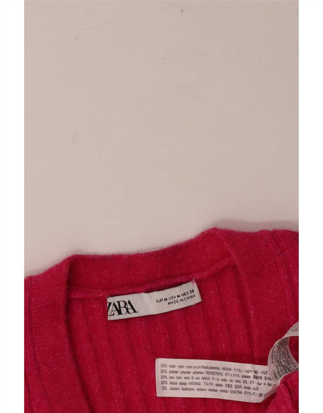 Maglione cardigan corto da donna Zara UK 12 Nylon rosa medio