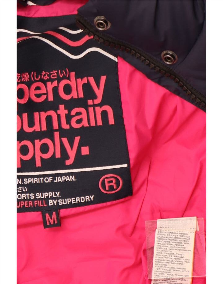 Giacca imbottita con cappuccio da donna SUPERDRY UK 12 nylon medio blu navy