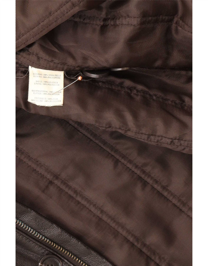 Cappotto in pelle vintage da uomo IT 58 3XL Nero
