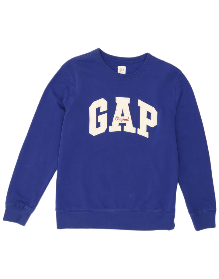 Gap Felpa con grafica da donna Maglione UK 10 Piccolo cotone blu