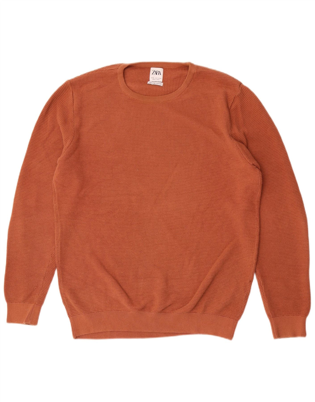 Maglione maglione girocollo da uomo Zara in cotone arancione medio