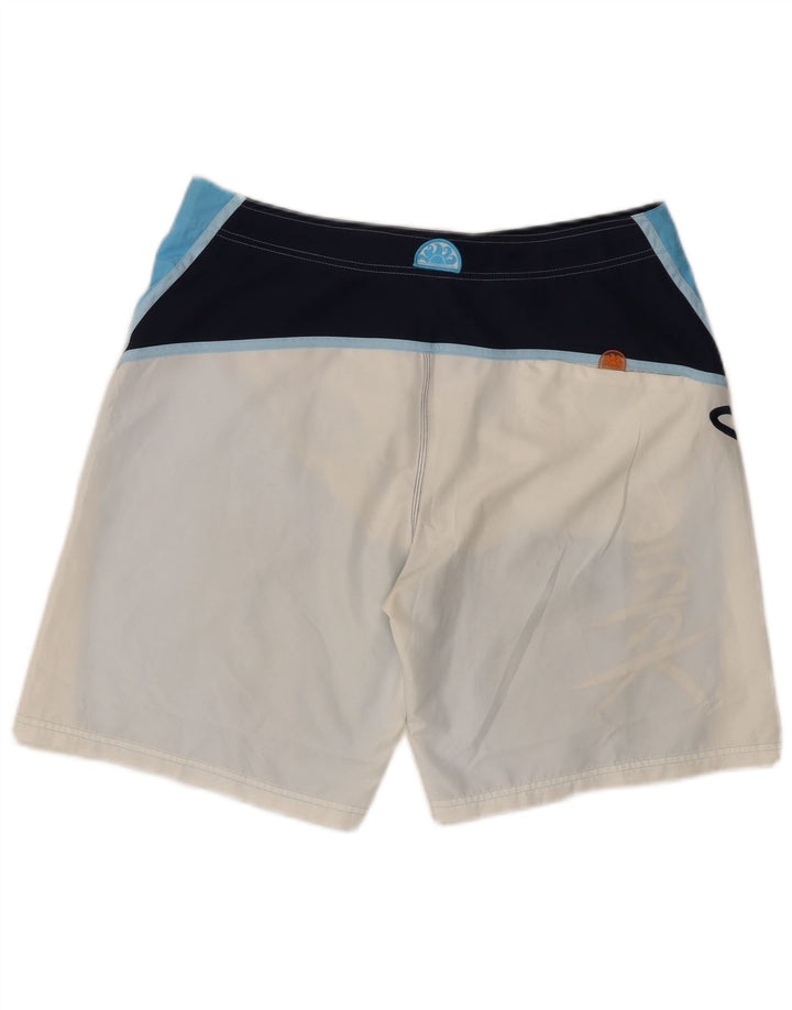 Pantaloncini da bagno grafici da uomo SUNDEK grandi in poliestere color block blu