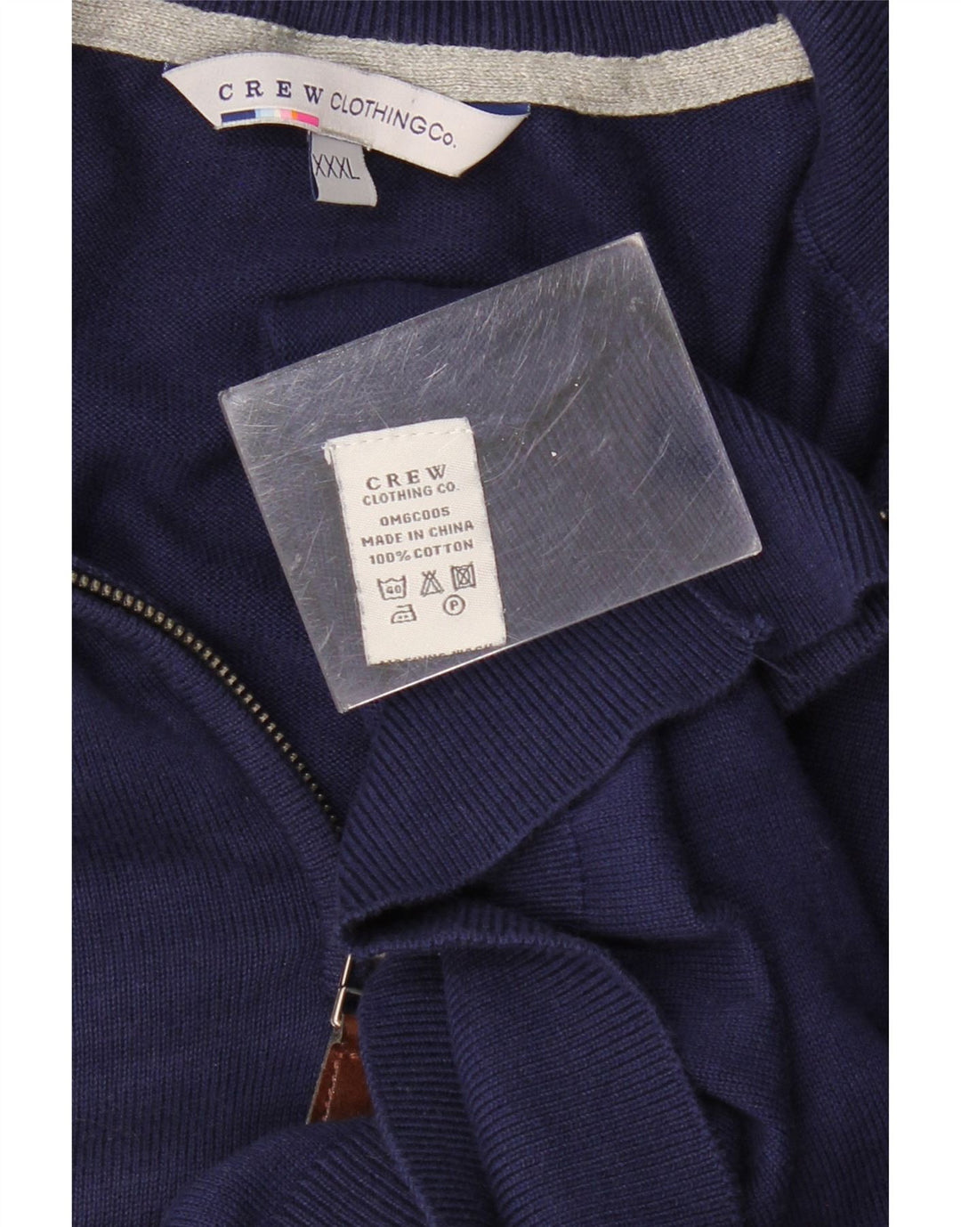 CREW CLOTHING Maglione da uomo con collo con zip 3XL cotone blu navy