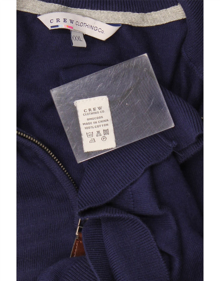 CREW CLOTHING Maglione da uomo con collo con zip 3XL cotone blu navy